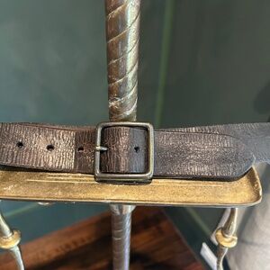 John Varvatos Distresssed Black Leather Belt Square Buckle